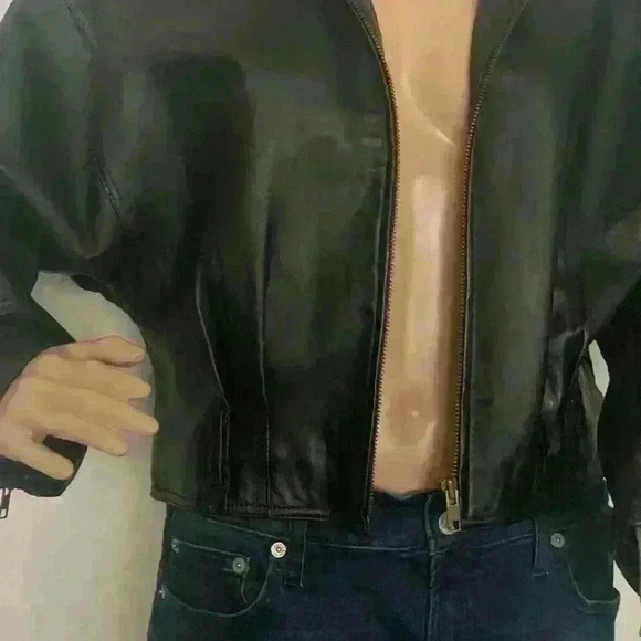 Sexy party cocktail waist length vegan leather jacket size medium - Picture 2 of 7